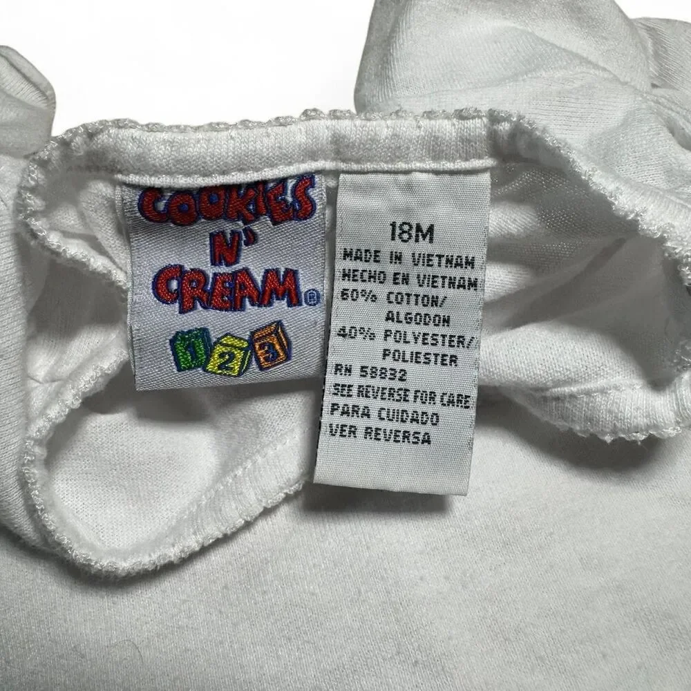 VTG Girls 18 Months Shorts Top Set Coquette Americana Bear Star Lettuce Hem Y2K